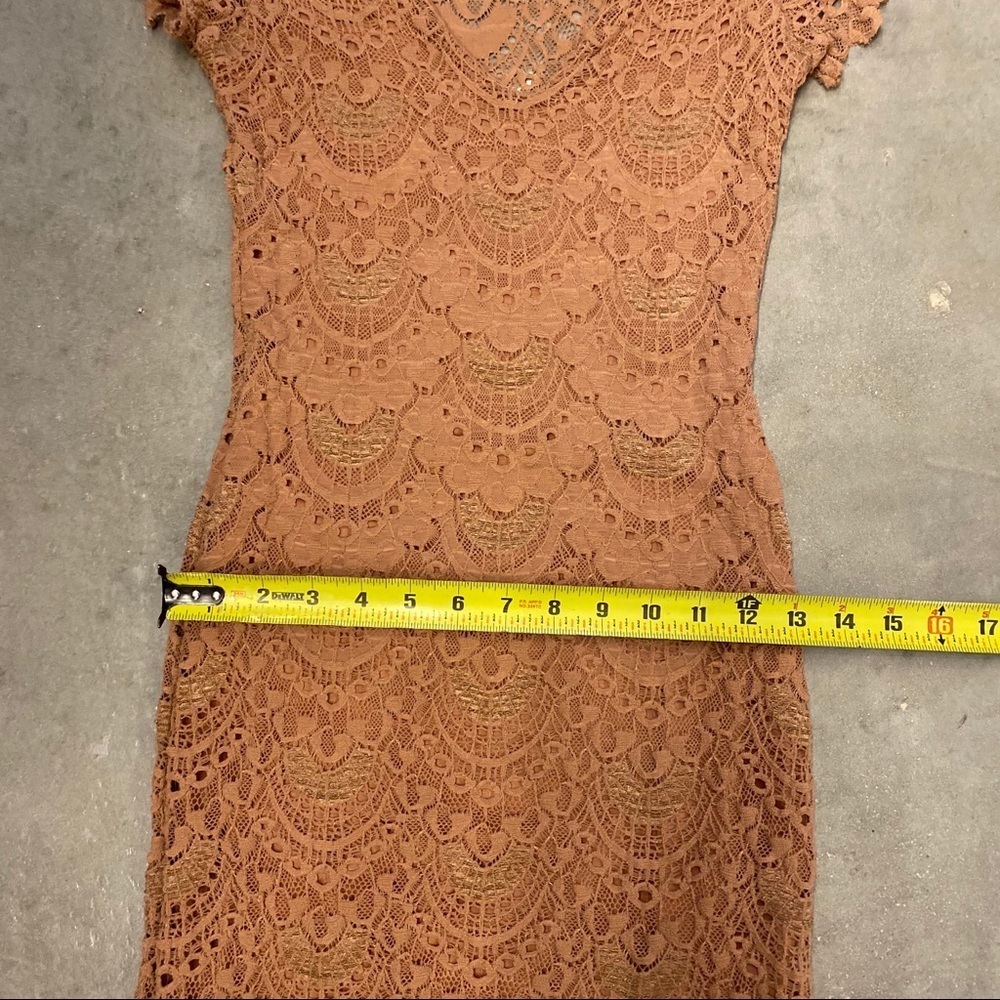 Nightcap Nude Lace Deep V Cap Sleeve Mini Dress - Picture 10 of 10
